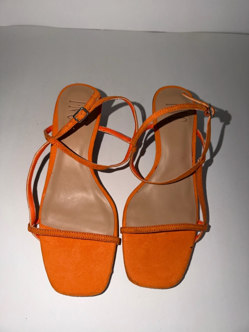 INC International Concepts Bright Orange Strappy Square-Toe Sandals